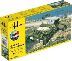 HEL56997 - Maquette à assembler avec peinture - Camion avec remorque 1/4 Tonne