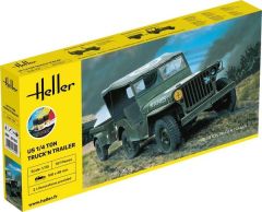 HEL57105 - Maquette à assembler avec peinture - Camion avec remorque 1/4 Tonne US