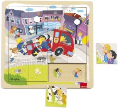 GOA53045 - Puzzle les pompiers – 16 Pièces en bois