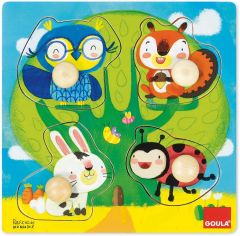 GOA53462 - Puzzle Les animaux de la forêt – 4 pièces en bois