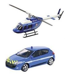 MDM57007A - Set avec hélicoptère et RENAULT Megane gendarmerie ECH HELICOPTERE ALEATOIRE