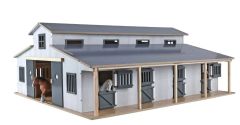 KID610311 - Bâtiment dimension 75x69x31 cm sans animaux - Ecurie avec 7 boxes et pâturage