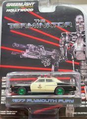 GREEN62020-AVERT - Voiture avec jantes vertes du film TERMINATOR sous blister – PLYMOUTH fury 1977 Police