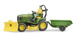 BRU62104 - Tracteur tondeuse avec remorque JOHN DEERE