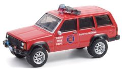 GREEN67010D - Véhicule sous blister FIRE & RESCUE - JEEP Cherokee de 1990 Service d'incendie de Reno au Nevada