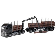 EMEK70303 - Camion noir avec dolly et remorque 2 essieux transport de bois – VOLVO FH16 6x4
