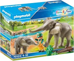 Jeu de construction PLAYMOBIL – Éléphant avec soigneur