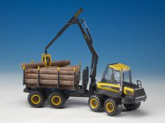 EMEK77600 - Engin forestier jaune avec bras de chargement et remorque – PONSSE Elephant