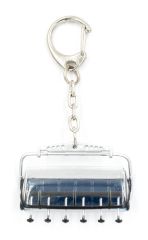 Porte-clés bleu avec capot de couleur gris - télésiège à 6 places