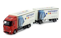 Camion porteur avec remorque bâchée du transporteur SWISSPOR - MERCEDES Actros Bigspace 4x2