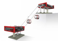 JC84481 - Remontée mécanique de couleur rouge et noir avec 2 télécabines