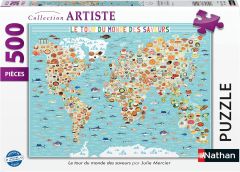 NAT872909 - Puzzle Le tour du monde des saveurs par Julie Mercier - 500 Pièces