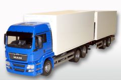 EMEK89734 - Camion  bleu avec remorque 1 + 1 essieu et hayon – VOLVO FH 6x4