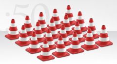 CON99823 - Boite de 20 cônes de balisage blanc et rouge