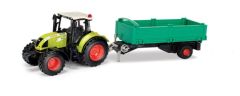 HER84184018 - Tracteur CLAAS Arion 540 avec remorque verte