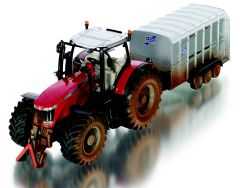 SIK8608 - Tracteur MASSEY FERGUSON 8680 et bétaillère version patiné 2 vaches incluses
