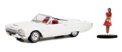 GREEN97140-B - Voiture sous blister de la série THE HOBBY SHOP - FORD Thunderbird cabriolet de 1965 couleur blanche avec femme en robe