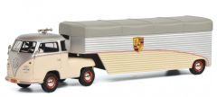 SCH9093 - Transporteur de voitures de courses couleurs beige et argent – VW T1 Continental Motors
