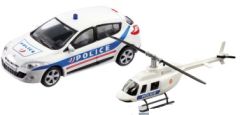 MDM57007C - Set avec hélicoptère et RENAULT Megane de police ECH HELICOPTERE ALEATOIRE