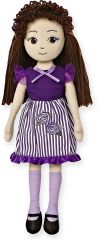 AUR33106 - Peluche poupée Brune avec robe violette Kylie - Mesurant : 35 cm