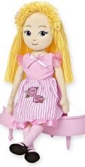 AUR33107 - Peluche poupée Blonde avec robe Rose pale Maddie - Mesurant : 35 cm