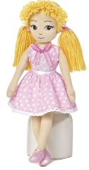 AUR33109 - Peluche poupée Blonde avec robe rose Pale avec des coeurs Giselle - Mesurant : 35 cm