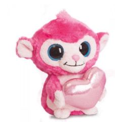 AUR73771 - Peluche Les yeux rêveur - Singe amoureux rose