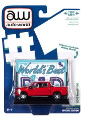 AMMAWAC017-C - Voiture sous blister – WORLD'S BEST DAD – FORD F-150 2018 de couleur rouge