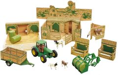 Ensemble de ferme avec tracteur JOHN DEERE animaux et accessoires inclus éléments en cartons à assembler