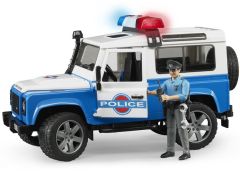 BRU2595 - Voiture 4x4 LAND ROVER de Police avec son et lumière et l'agent de police jouet BRUDER