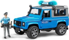 BRU2597 - Voiture 4x4 LAND ROVER DEFENDER POLIZEI son et lumières avec agent de police et accessoires jouet BRUDER