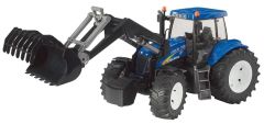 BRU3021 - Tracteur NEW HOLLAND T8040 équipé du chargeur avec godet à griffes jouet BRUDER