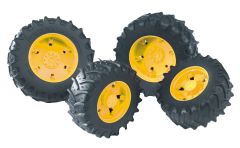 BRU3314 - Jumelage jaune adapté pour la série 3000 des tracteurs jouet BRUDER