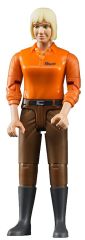 BRU60407 - Personnage articulé femme blonde avec chemise orange et jean marron jouet BRUDER