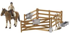 BRU62500 - Enclos avec accessoires cheval et personnage jouet BRUDER