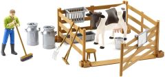 BRU62600 - Accessoires d'élevage enclos et vache avec 1 personnage la couleur du personnage vari en fonction de la disponibilité jouet BRUDER