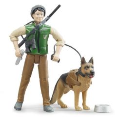 BRU62660 - Personnage forestier avec accessoires et son chien