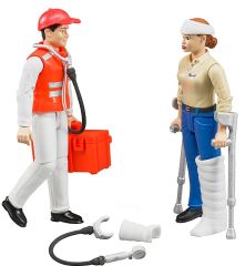 BRU62710 - Personnages articulés femmes accidentée et secouriste avec accessoires