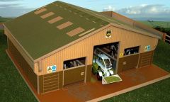 BT3000 - Bâtiment de type stabulation dimensions 55x55x23cm accompagné de de 20 logettes vaches et tracteurs vendus séparément