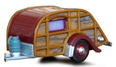 Accessoire – Caravane de couleur bois et rouge