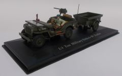 CAR149-001 - Véhicule de l'armée américaine JEEP WILLYS accompagnée d'un soldat et de la remorque