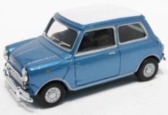 CAR813055A - Voiture citadine MINI COOPER de couleur bleue métal à toit blanc