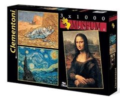 CLE08008 - 3 Puzzles de Musée Contient:1000 Pièces 69x50cm