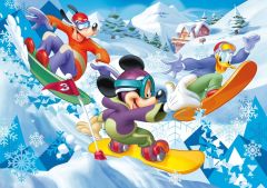 CLE22222-1 - Puzzle de Mickey et ses amis font du sport - Ski - Contient : 15 Pièces