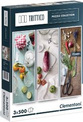 CLE39308 - 3 Puzzles de la Cuisine méditerranéenne - Contient 500 Pièces 23.5x68cm
