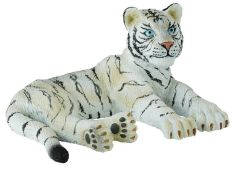Figurine de l'univers des animaux sauvages - Tigre Blanc couché
