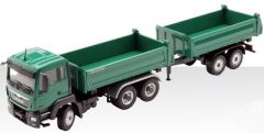 CON77182 - Camion 6x4 MAN TGS 6x4 avec benne MEILLER verte et remorque 2 essieux