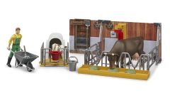 BRU62611 - Coffret d'Étable avec animaux et agriculteur