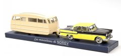 NOREVCL5711 - Voiture de 1958 couleur jaune et noire - SIMCA Vedette Chambord avec caravane Hénon