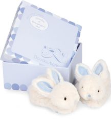 DC1309 - Chausson avec hochet de couleur bleu de la gamme Lapin Bonbon - 0/6 mois